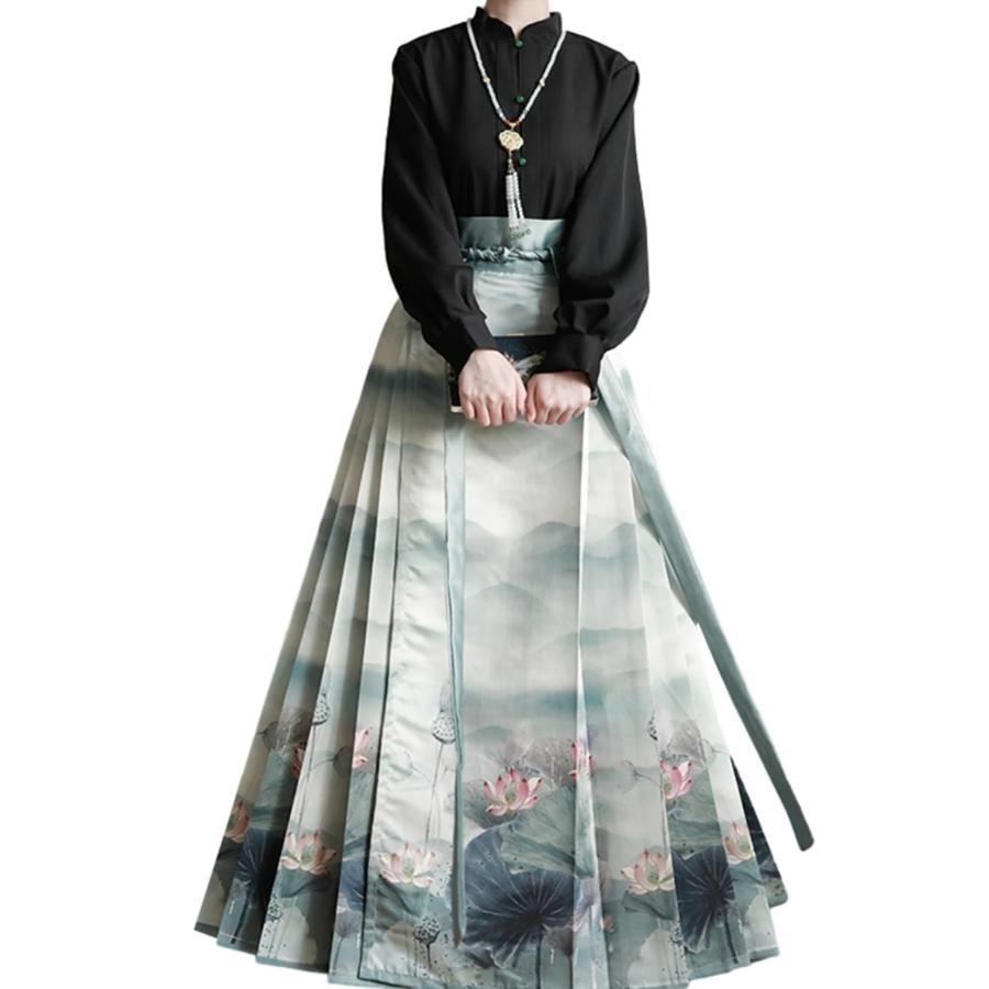 スカートスーツ 中華風 民族風 春夏秋冬 S XL 上下2点セット セットアップ 漢服 唐装 おしゃれ きれいめ コスプレ 女性 長袖 ロング丈 チャ 高品質