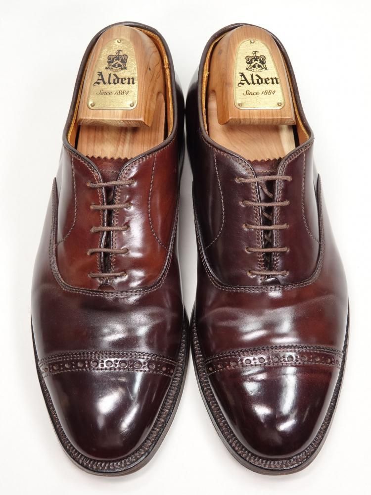 745 / 1031 美品 オールデン パンチドキャップトゥ バーガンディー