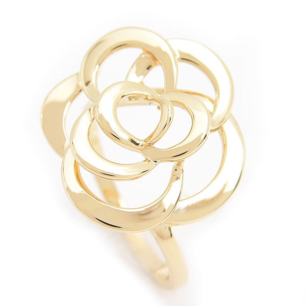 シャネル 指輪 レディース カメリア オープン リング 49号 実寸8.5号 イエローゴールド 750YG CHANEL