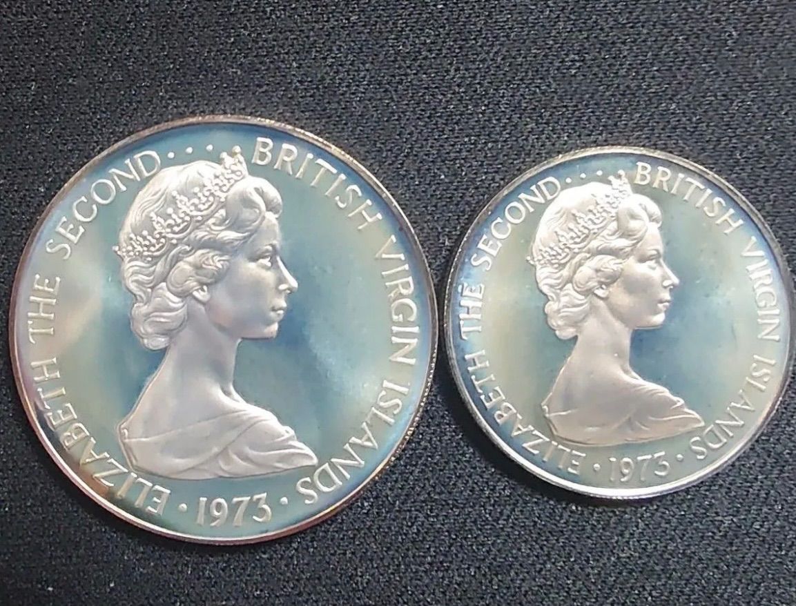 【銀貨保証】極美品　ヴァージン諸島 プルーフ貨幣セット 1ドル銀貨含　SV925 1973年 英領ヴァージン諸島 1ドル グンカン鳥記念銀貨 SV925 プルーフ