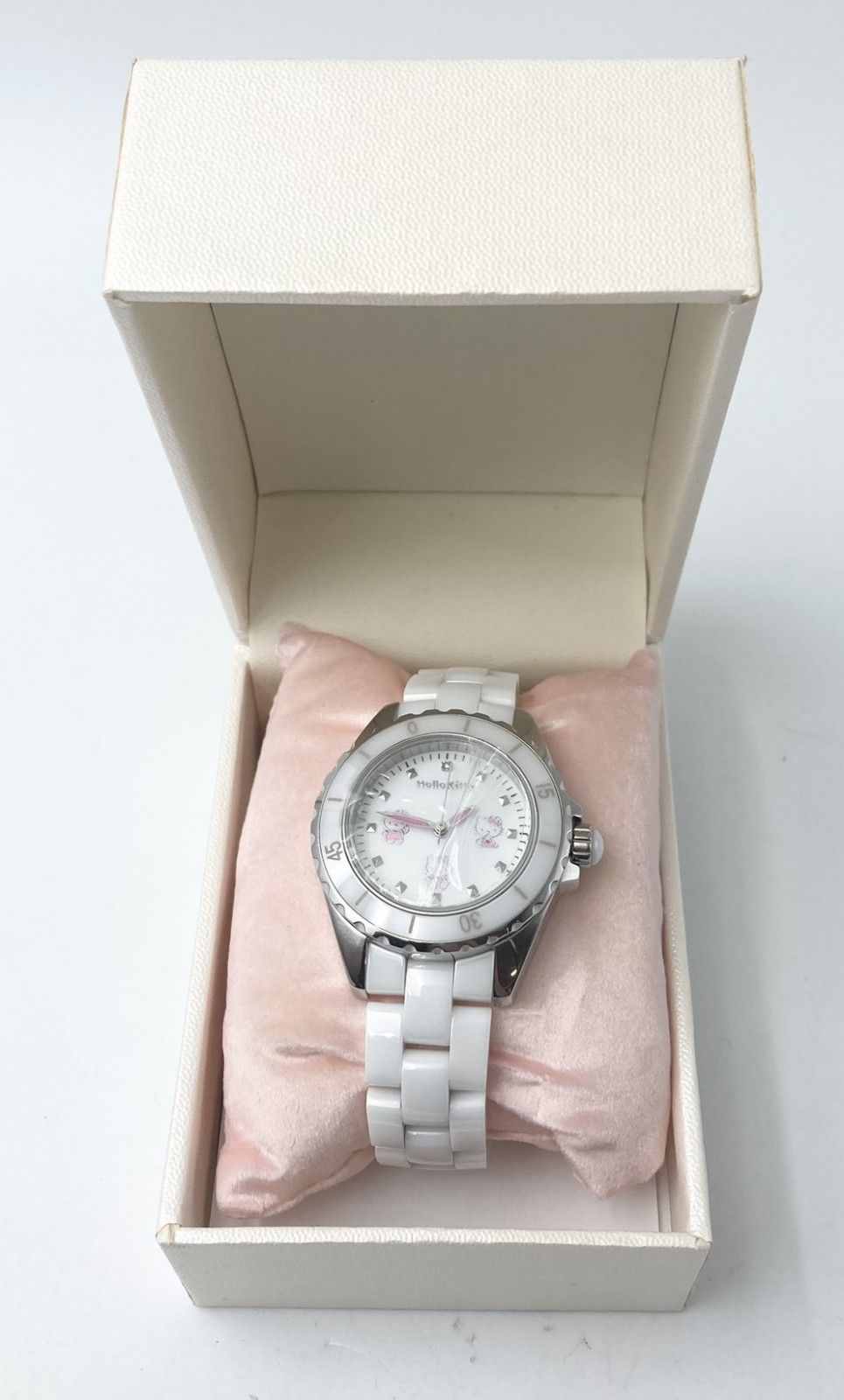 サンリオ ハローキティ 35周年記念 ホワイトセラミック クオーツ ダイヤモンド 腕時計