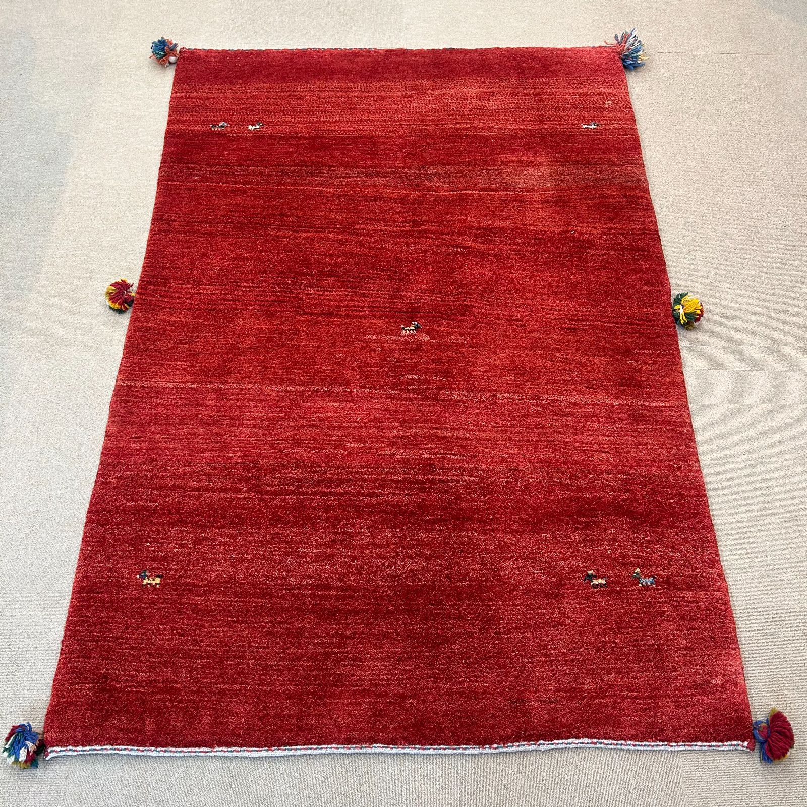 ギャッベ イラン産 手織りカーペット リビング インテリアラグ 173 117 cm チェリーベアギャッベ チェリーベアギャッベ120 180