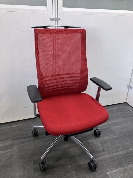 品 コクヨ 固定肘付ベゼルチェア CR レッド