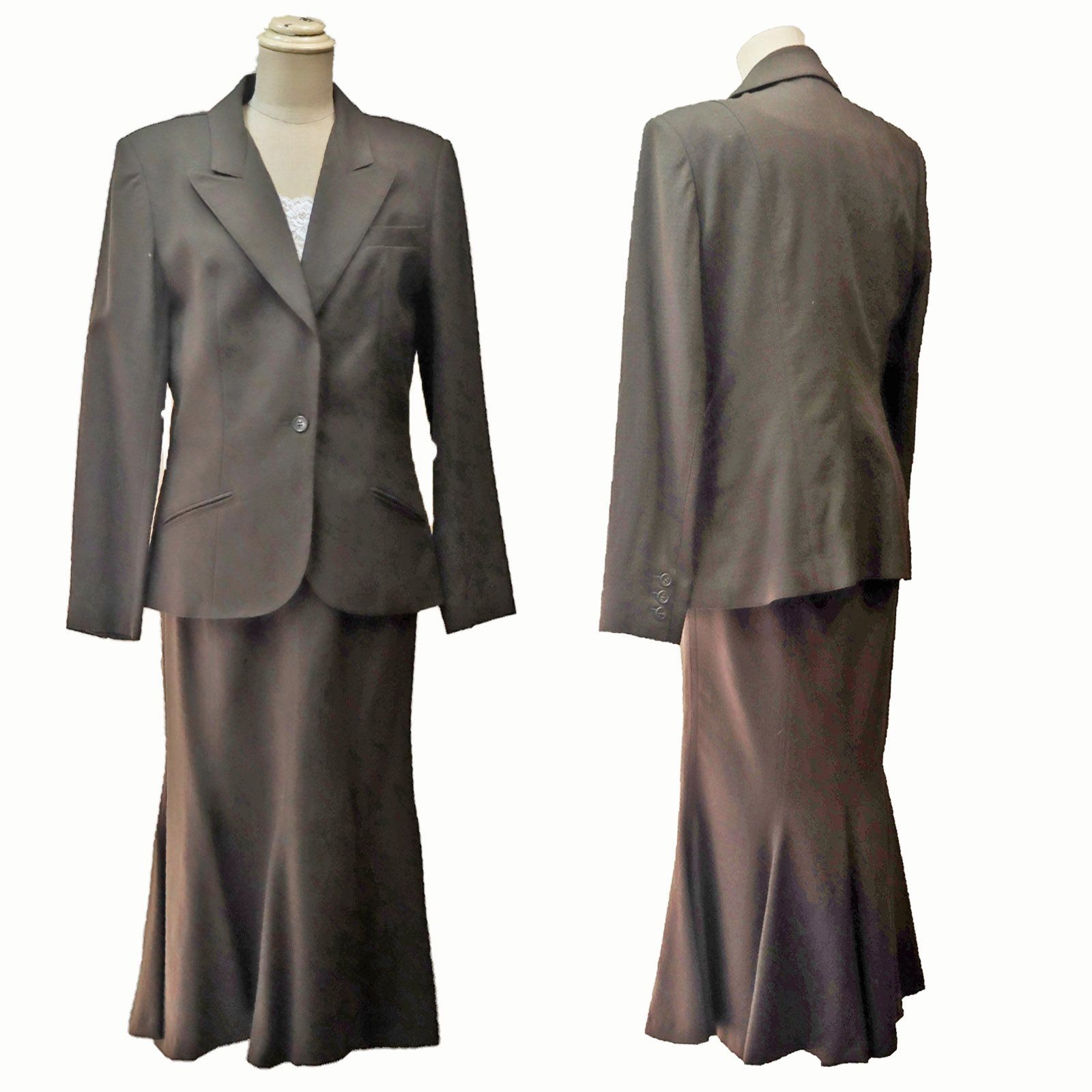 st301 ノーマカマリ 茶 ブラウン 春秋冬 Lサイズ 11号 ビジネススーツ4点セット NORMA KAMALI レディース