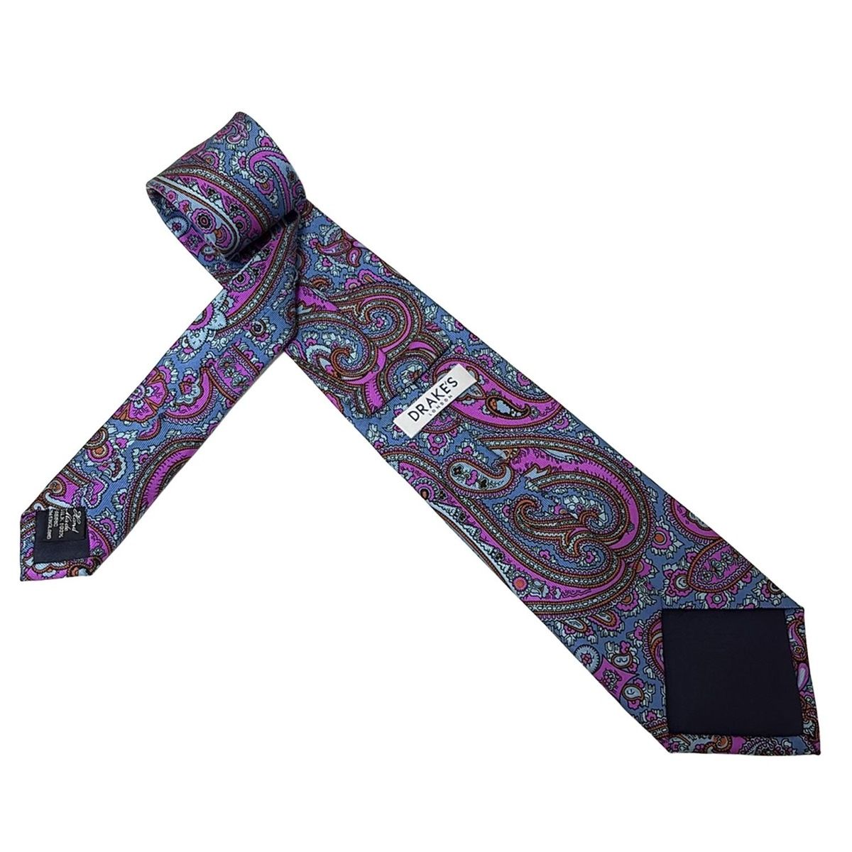 DRAKE'S(ドレイクス) ネクタイ メンズ美品 - ブルーグレー×ピンク