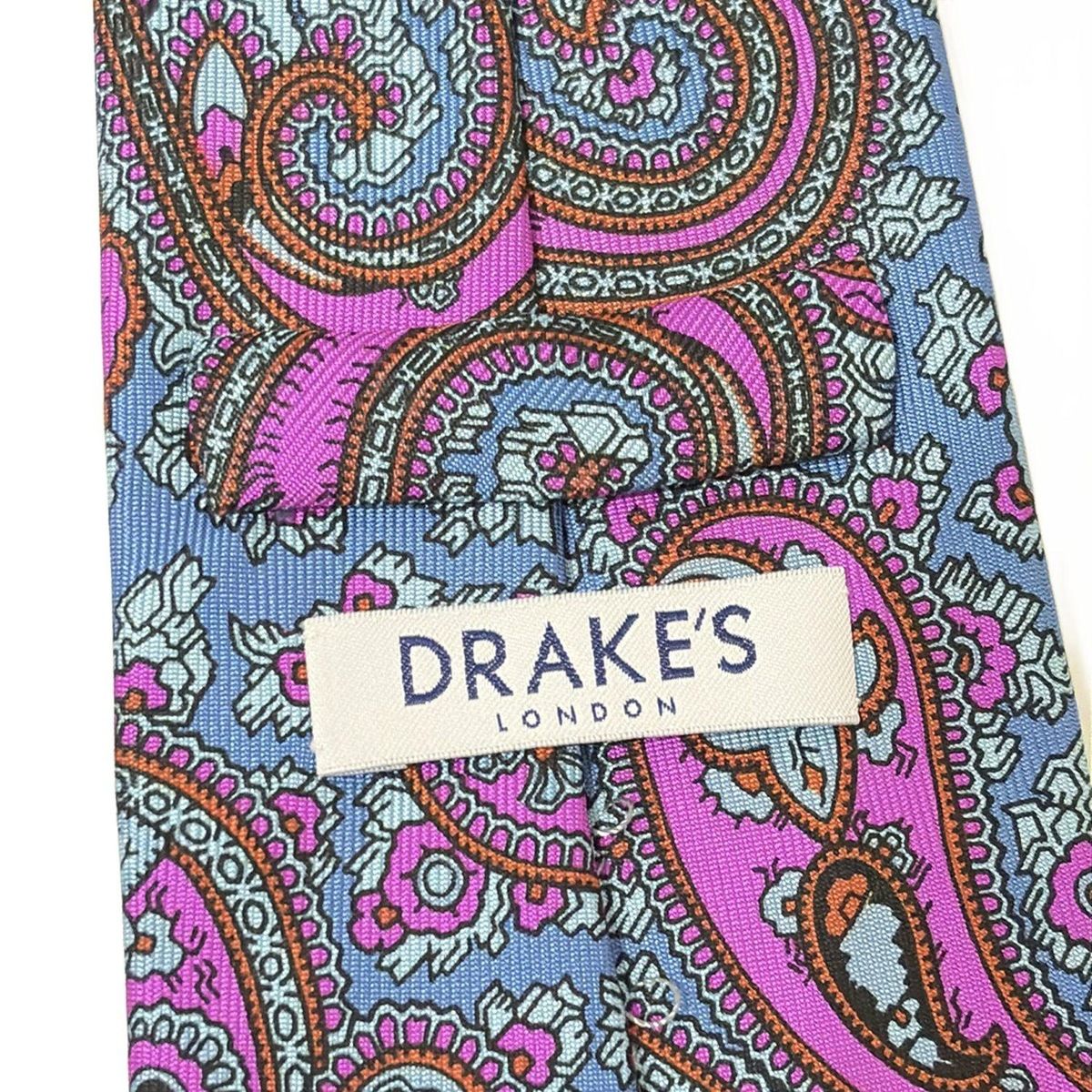 DRAKE'S(ドレイクス) ネクタイ メンズ美品 - ブルーグレー×ピンク