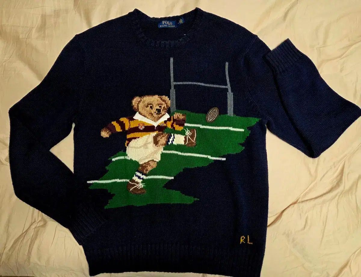 ポロ ラルフローレン ラグビー クマ ニット ネイビー