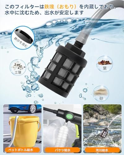 高圧洗浄機 コードレス 充電式 ぴかぴか洗浄店推奨 YWZQ 充電式高圧洗浄機 12000mAhバッテリー2個付き 噴射距離5-10M 最大吐出圧力8MPa 48V 3段階 6in1ノズル 自動吸水 持ち運び便利 収納 dc4a5a21