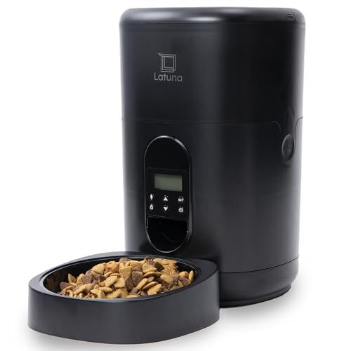 小動物看護士監修 自動給餌器 猫 黒 餌 小動物用 自動餌やり機 給餌器 犬 Latuna ラチュナ ４L大容量 タイマー式 ブラック