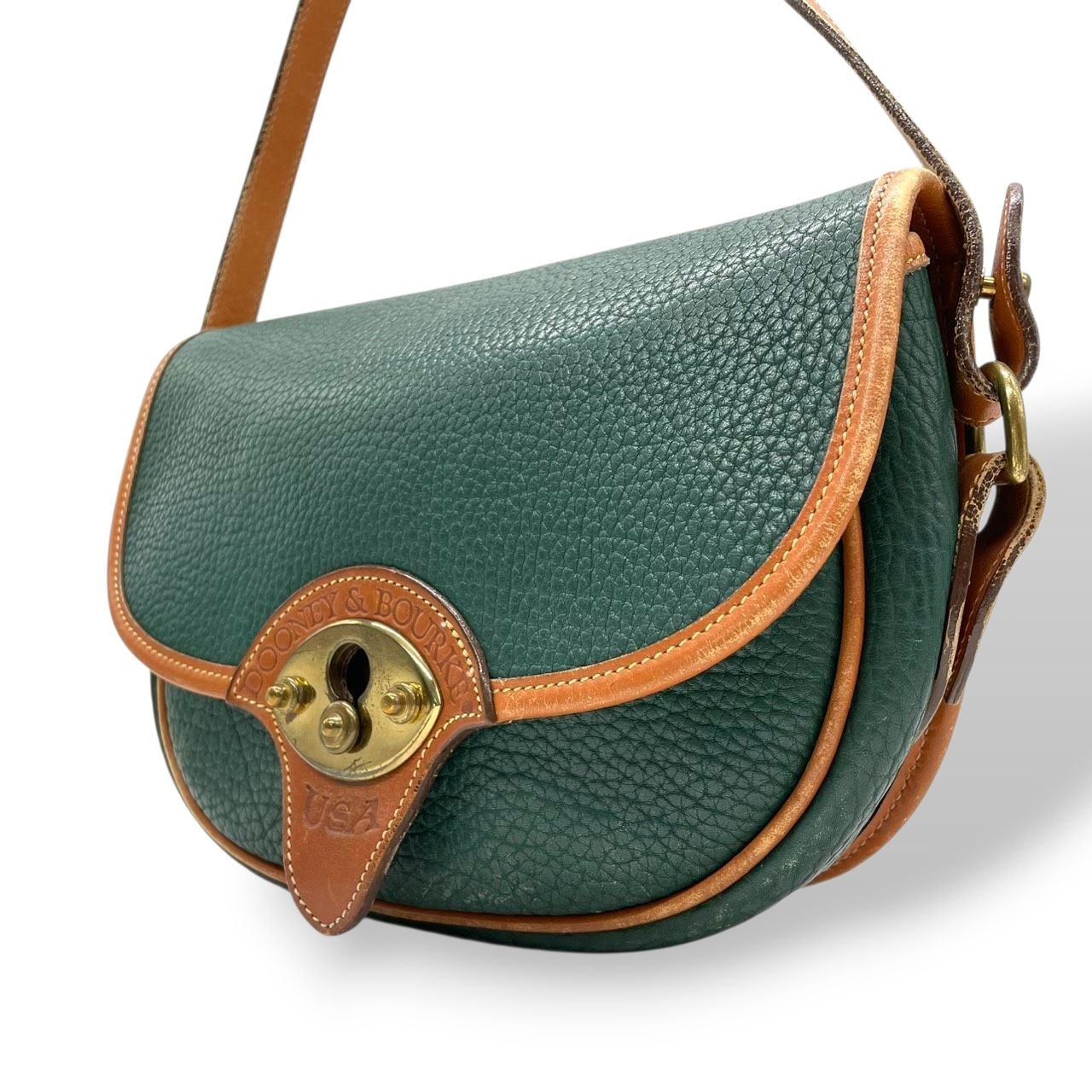 ドゥーニーアンドバーク ショルダーバッグ ポシェット 斜め掛け可 All-Weather Leather オールウェザーレザー ビンテージ クラシック レザー 本革 グリーン ブラウン ターンロック レディース レトロ s85