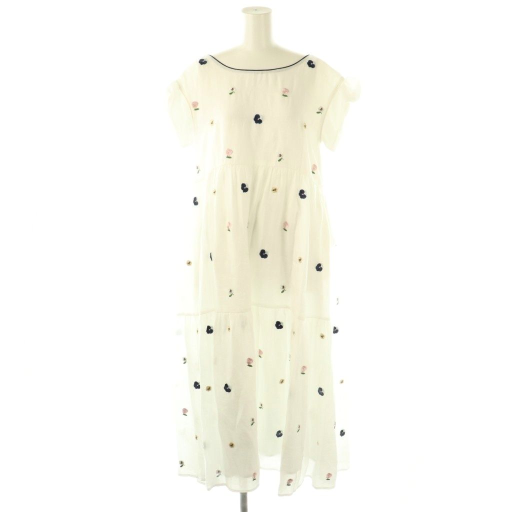 チェスティ Chesty 25SS パンジーエアリーワンピース ミモレ ロング ノースリーブ 1 白 ホワイト AT OS