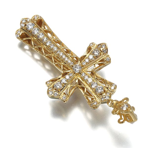 ゆきざき ペンダントトップ ダイヤ ダイヤモンド 0.80 ct ヨビコ クロス K 18 YG 180718