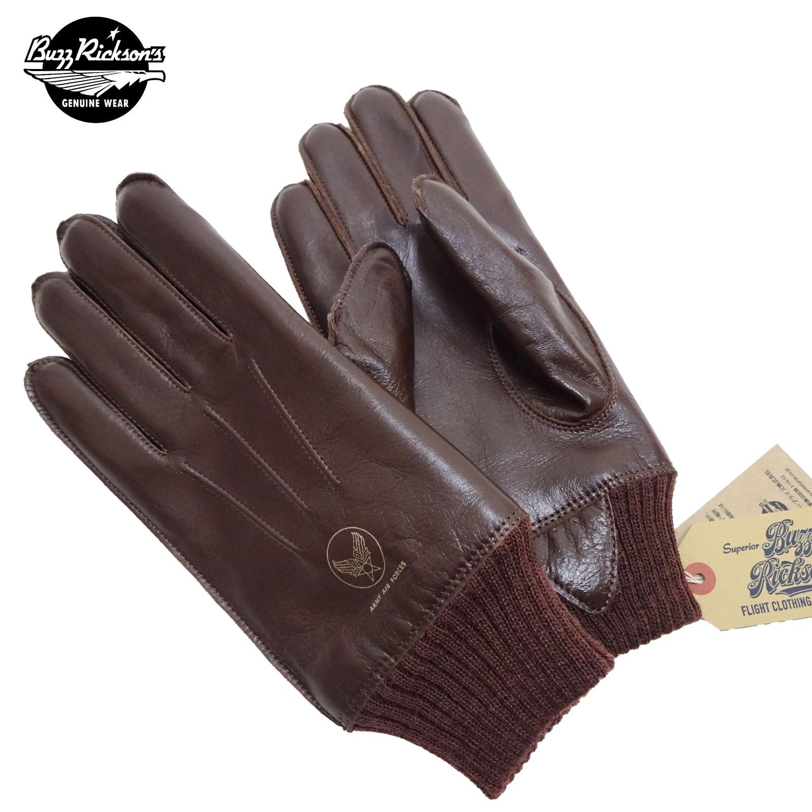 バズリクソンズ 手袋 BR02835 A-10 グローブ メンズ 革手袋 レザーグローブ 02 ブラウンレザーxブラウンリブ Buzz Rickson