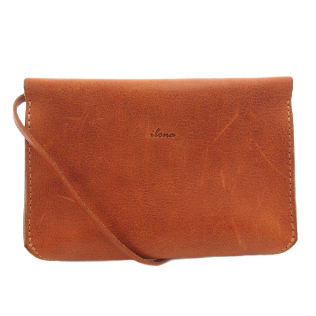ibona イボーナ ショルダーバッグ 斜め掛け ポーチ レザー 本革 ブラウン FF