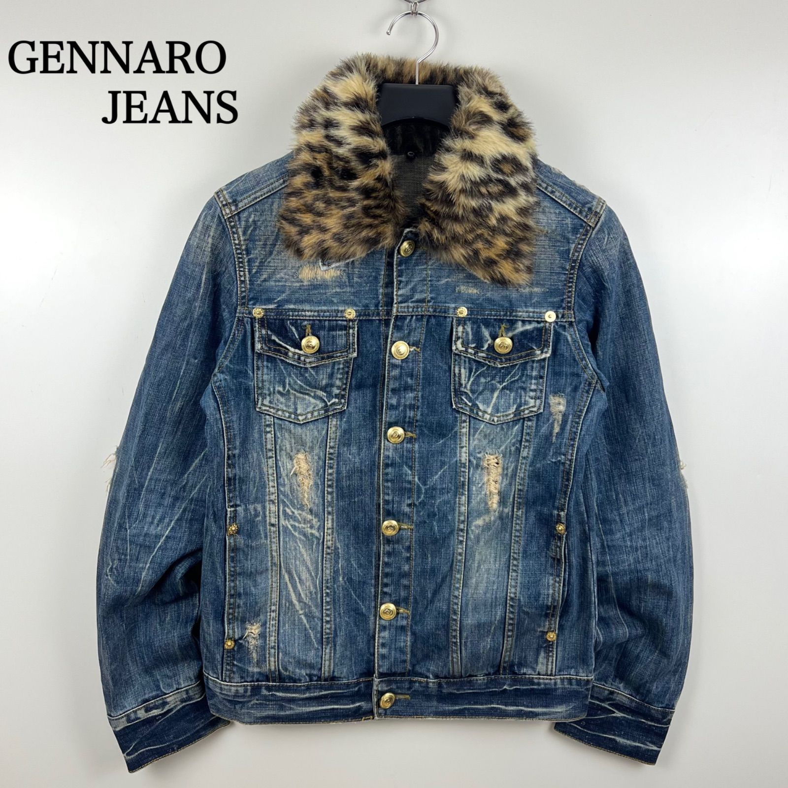 専用D&G 00s ARCHIVE ダメージデニムジャケット レオパード Y2K GENNARO JEANS y2k style archive leopard fur denim jacket L