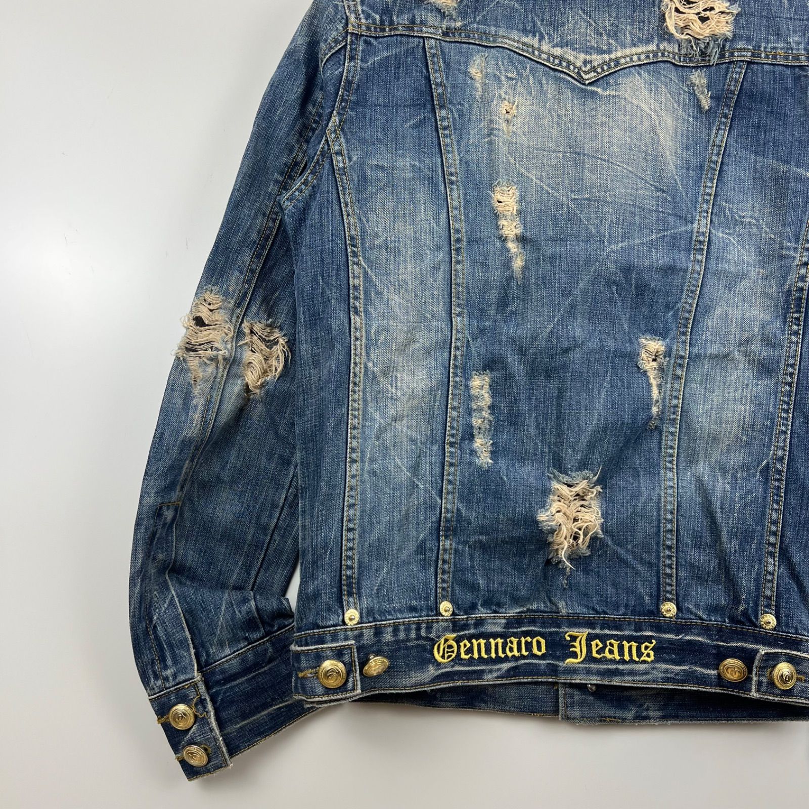 GENNARO JEANS y2k style archive leopard fur denim jacket L 