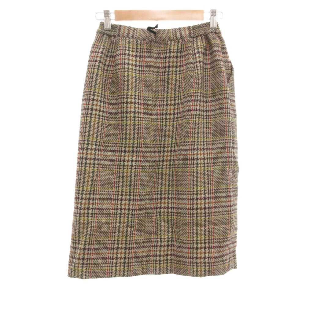 【人気のアイテム】 クリスチャンディオール Christian Dior SPORTS ヴィンテージ セットアップ スカートスーツ ジャケット アルパカ チェック柄 M ベージュ ブラウン マルチ UO GY18