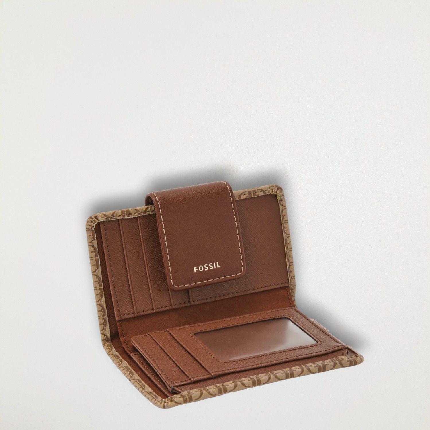  Fossil フォッシル カードケース マディソン プリント マルチファンクション ブラウン カードケース 小物