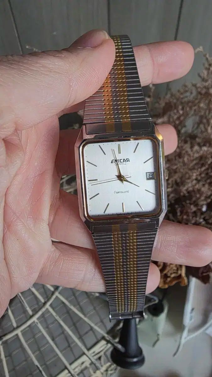 ヴィンテージ メンズ エニカ スクエア ヴィンテージ 時計 ゴールド コンビ 状態 最高 モデル