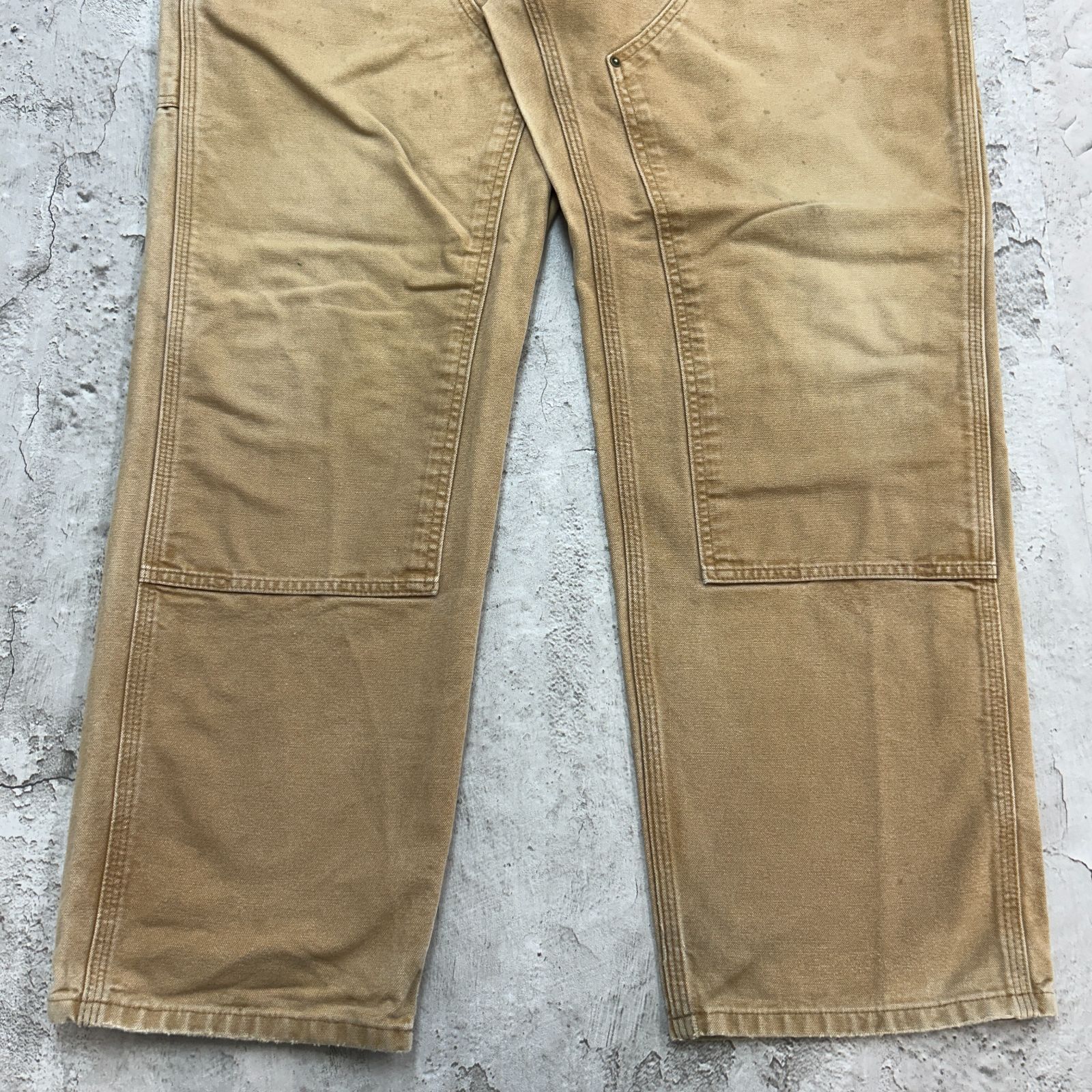 carhartt ダブルニー usa製 W40 L30 ブラウン 鬼フェード Carhartt カーハート メンズ ダブルニー ダック ペインター パンツ