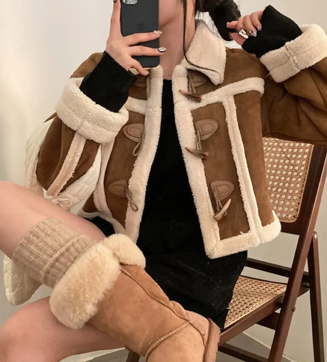 スウェード シープスキン クロップド ムートン