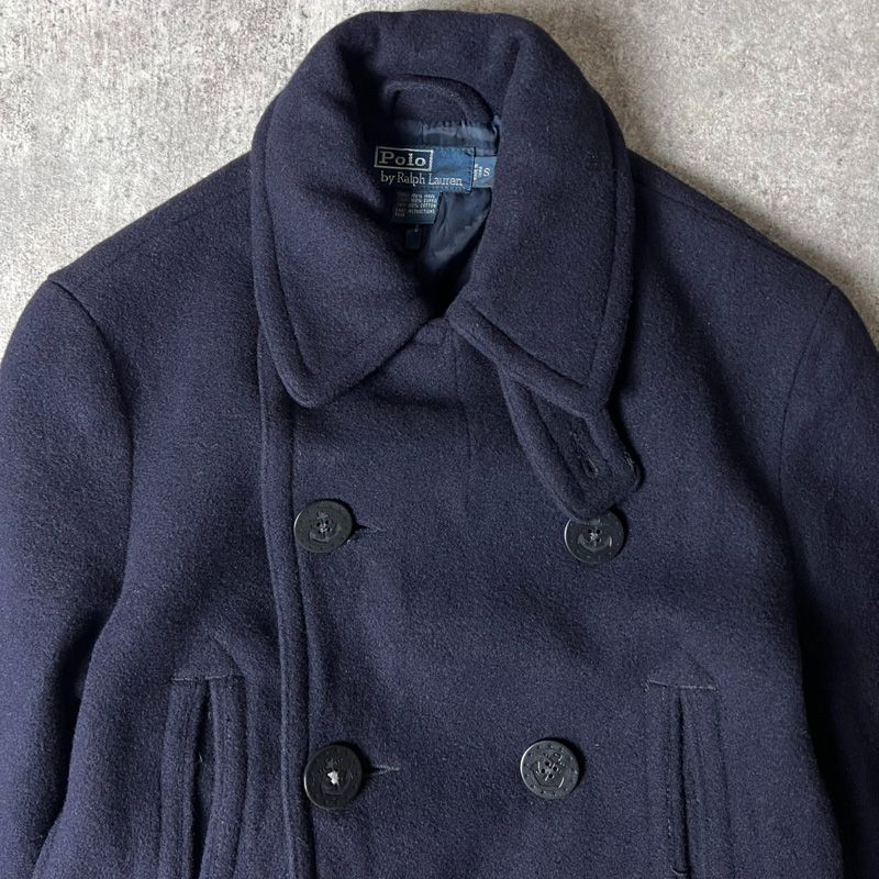90s POLO RALPH LAUREN 13スター アンカーボタン ウール Pコート S