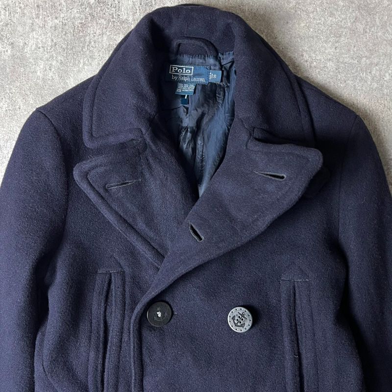 90s POLO RALPH LAUREN 13スター アンカーボタン ウール Pコート S