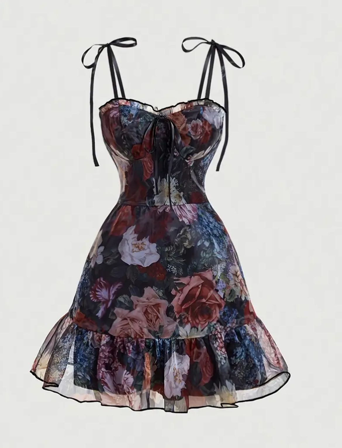 ツーピース ドレス ロングドレス ノースリーブ アンティーク 花柄