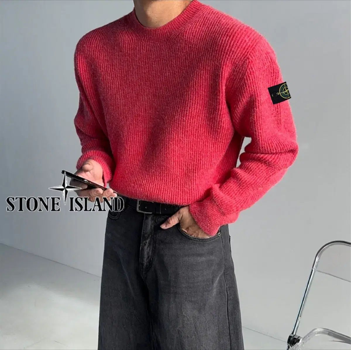 エル エリート ウォッシャブル ハチ ラウンドネック ニット