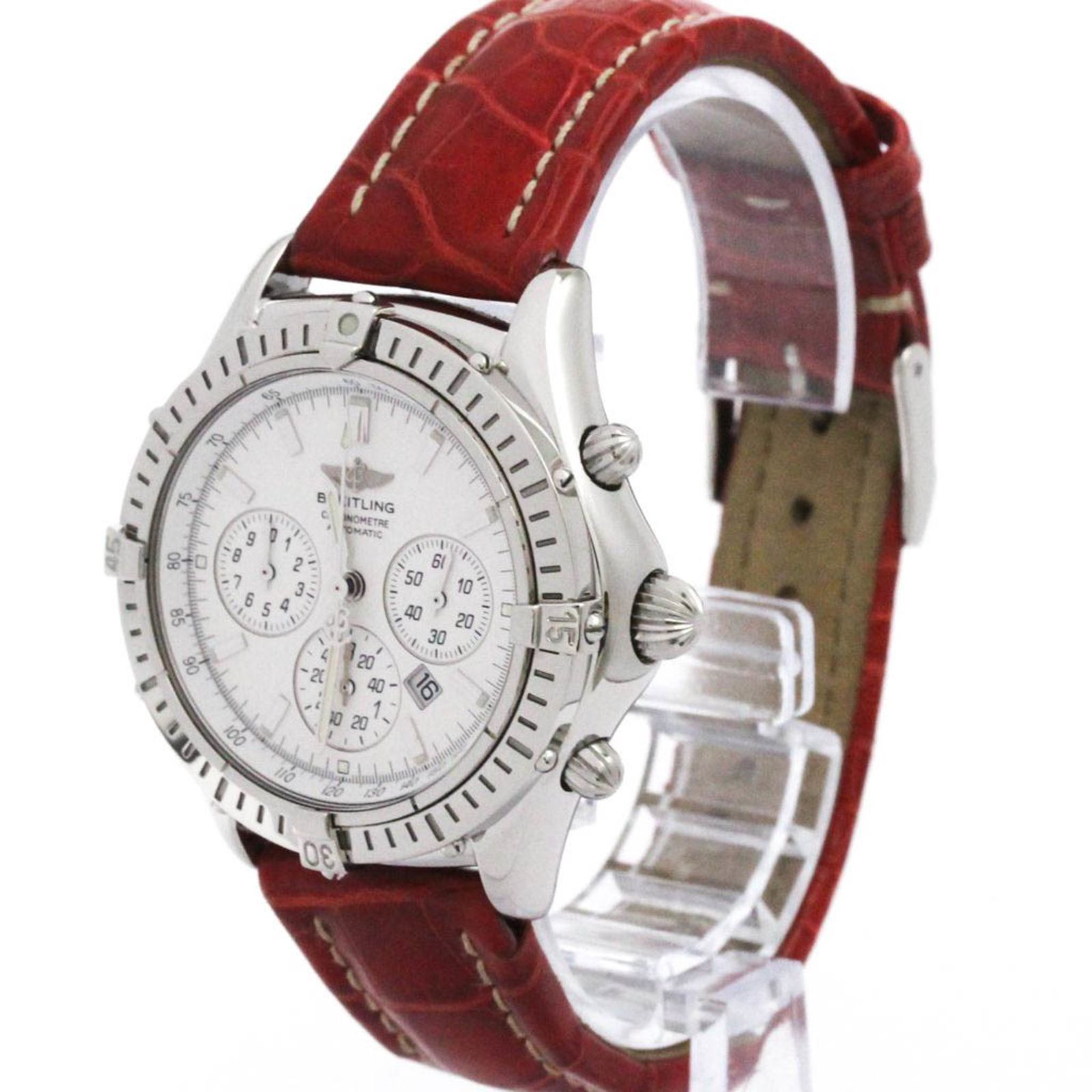 ブライトリング BREITLING シャドウ フライバック クロノグラフ ステンレススチール レザー 自動巻き メンズ 時計 A35312 外装仕上げ済み