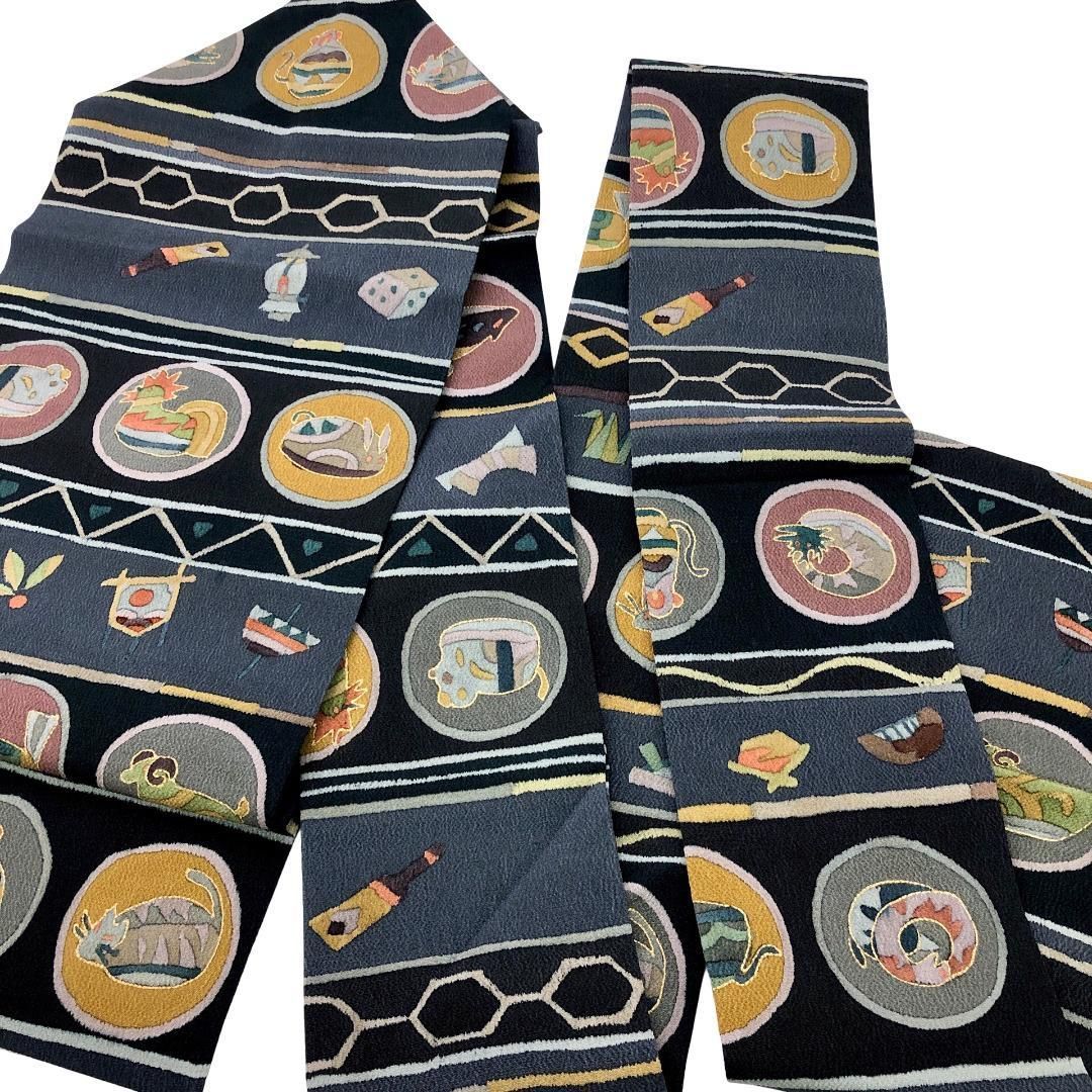 名古屋帯 抽象干支柄