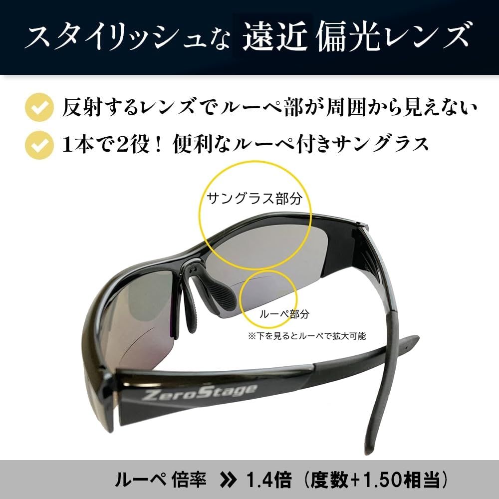 冒険王 サングラス ルーペ付 偏光サングラス 鯖江 偏光グラス 拡大鏡 釣り フィッシング つり BF