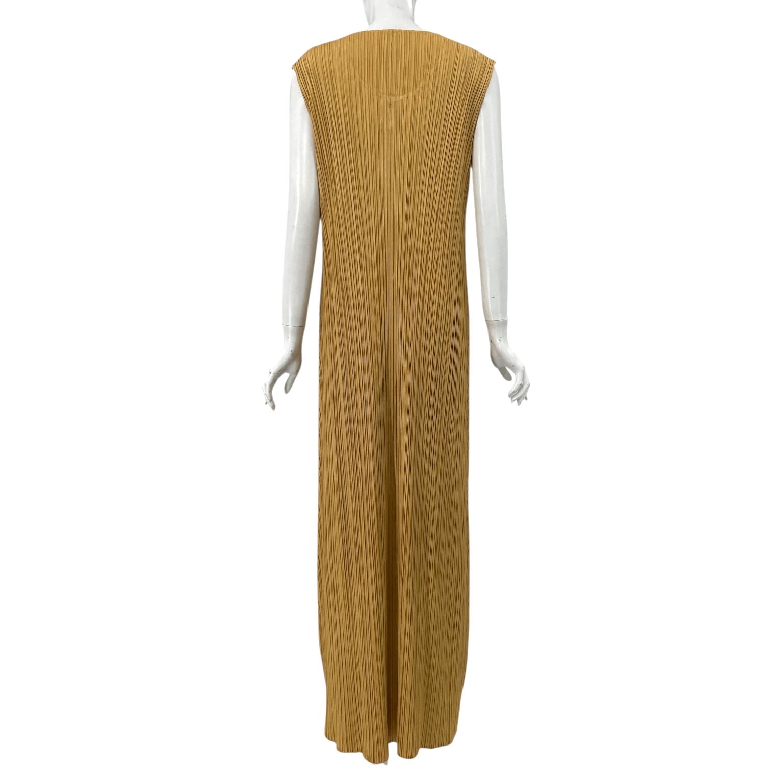 ISSEY MIYAKE イッセイミヤケ PLEATS PLEASE プリーツプリーズ ワンピース ロング ジンジャー イエロー サイズ4