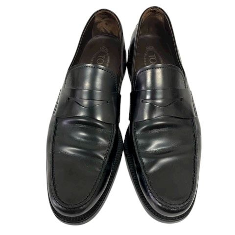 トッズ TOD S ローファー コインローファー ペニーローファー 革靴 ドット 無地 9 1 2 27cm位 黒 ブラック