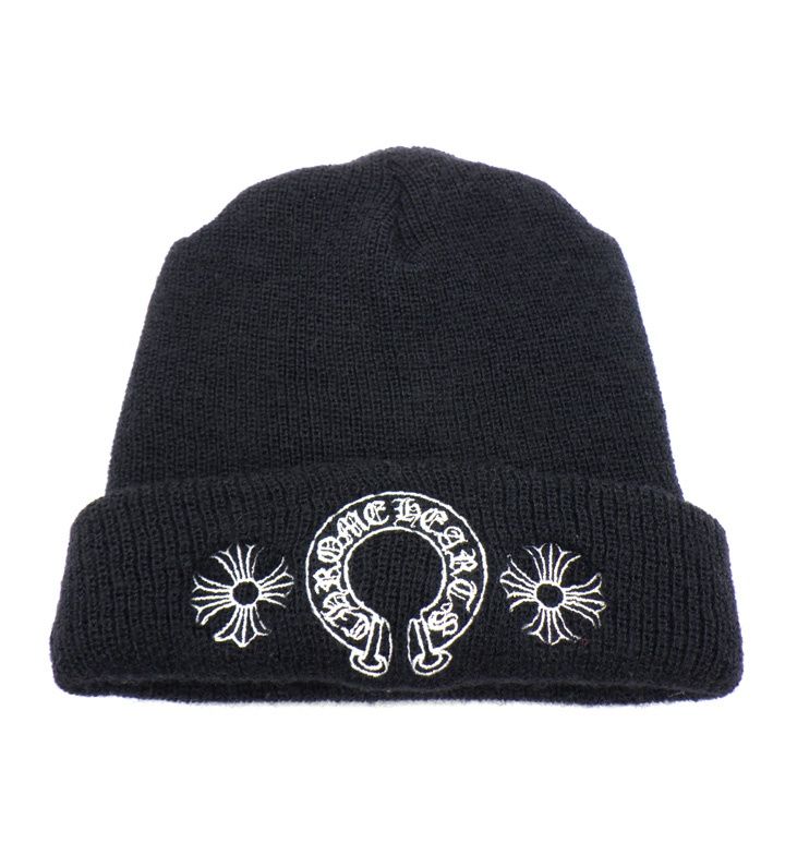 クロムハーツ CHROME HEARTS WOOL WATCH CAP ホースシュー 刺繍 ウール ワッチ ビーニー ニット キャップ 45285