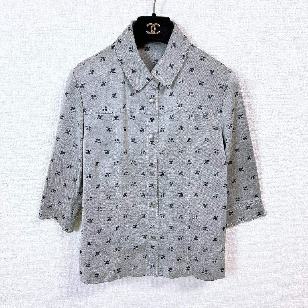 Courreges 半袖シャツ スカート セットアップ ロゴ総柄 9R