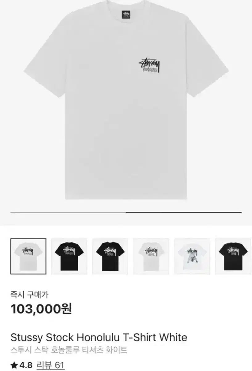 STUSSY ステューシー ホノルル 半袖 Tシャツ 白