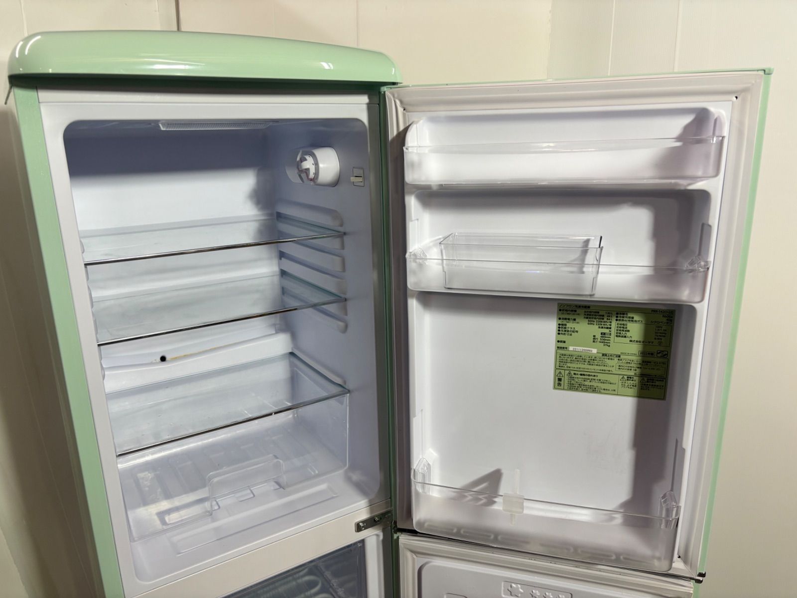 冷蔵庫 レトロデザイン ミントグリーン 130L PRR-142D-LG 人気カラー