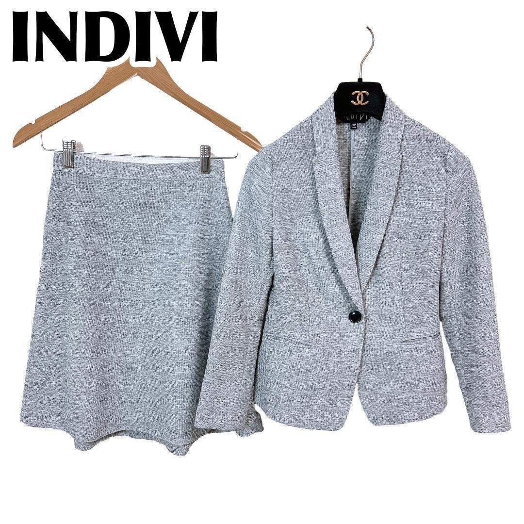 INDIVI セットアップ スカートスーツ ライトグレー 5
