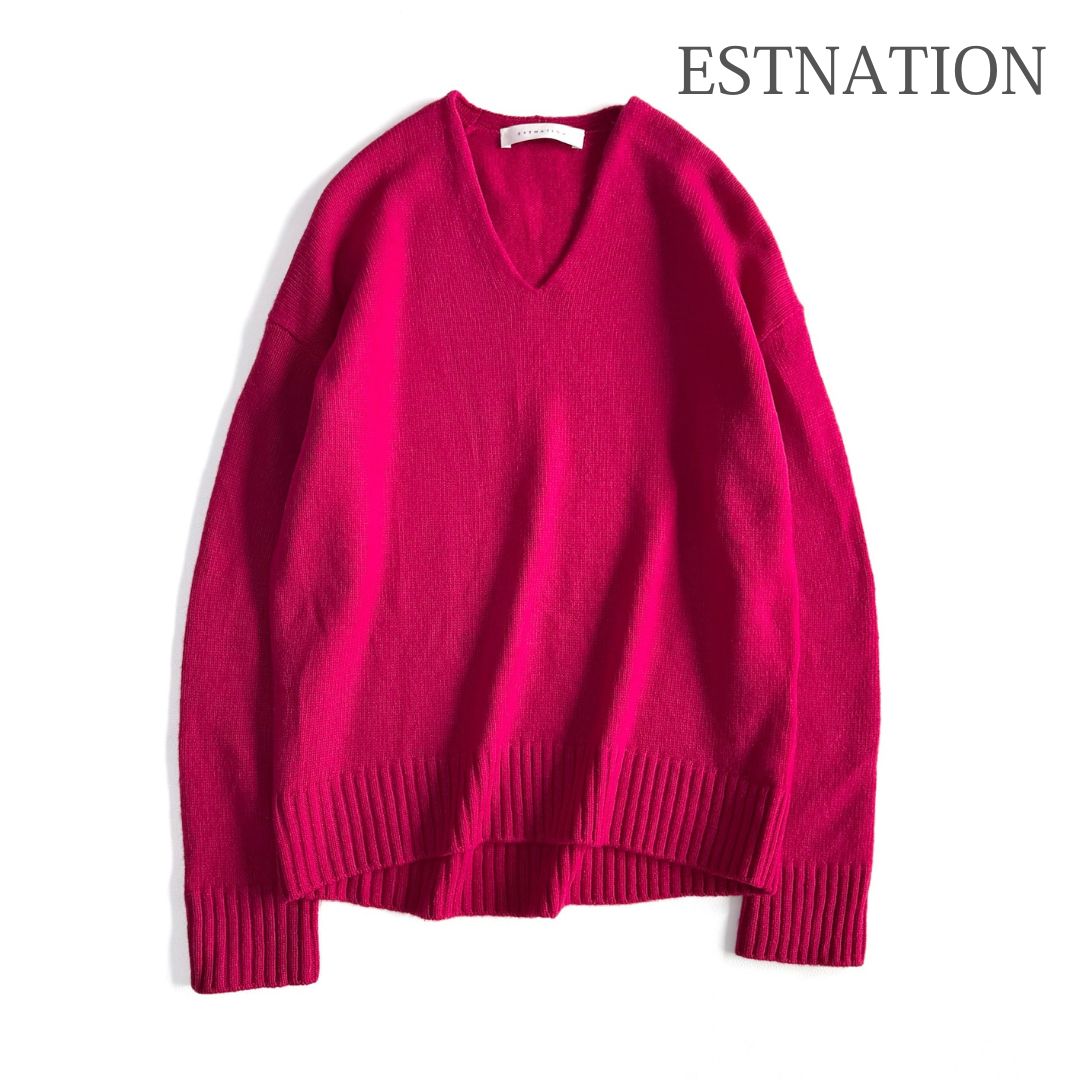 ESTNATION エストネーション ウールカシミヤ Vネックニット ピンク 38