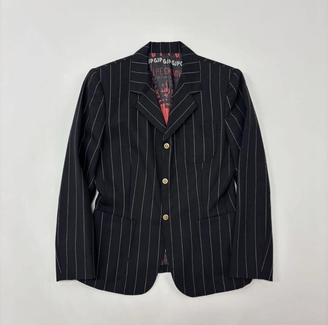 90s Vintage JPG Jean Paul Gaultier ヴィンテージ ジャンポールゴルチエ ストライプ スーツ ジャケット スカート アーカイブ 40 708-0100