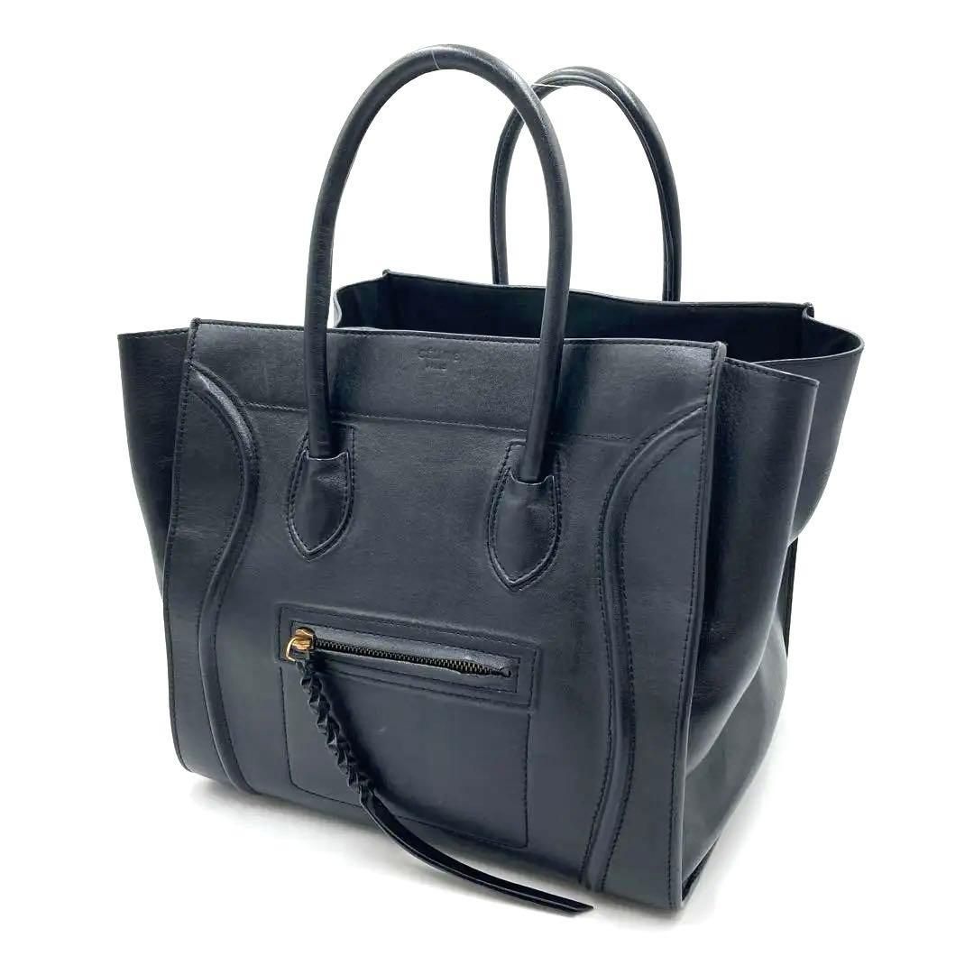 CELINE セリーヌ ラゲージファントム ブラック レザー トートバッグ