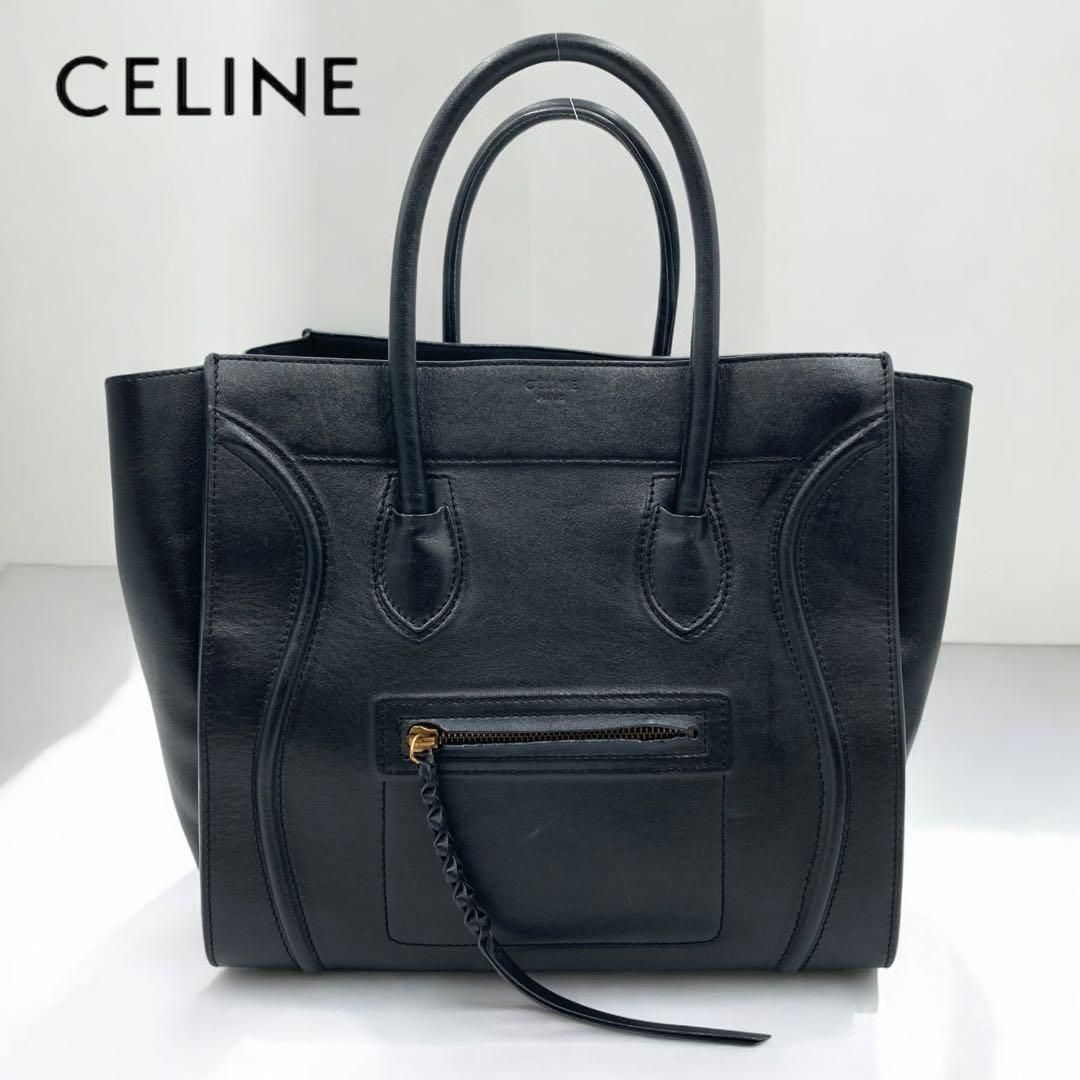 CELINE セリーヌ ラゲージファントム ブラック レザー トートバッグ