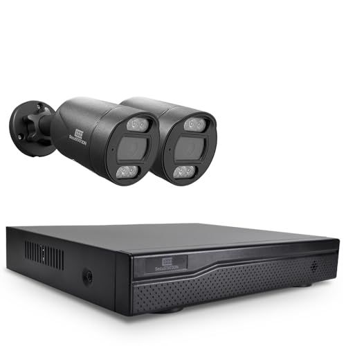 SecuSTATION PoE給電 セット 屋外 防水等級ip66 1 8台接続 防犯 監視 録画装置 HDD レコーダー 500万画素カメラ 黒 2台 本体 HDDなし SC-DZ88K