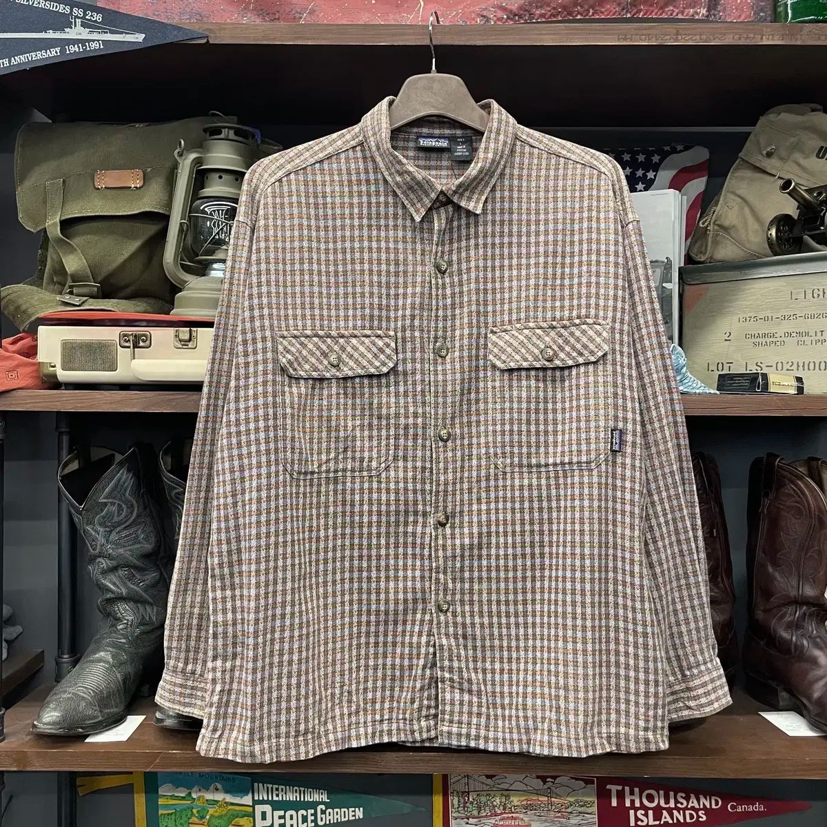 パタゴニア オーガニックコットン マルチチェックポケットフランネルシャツ