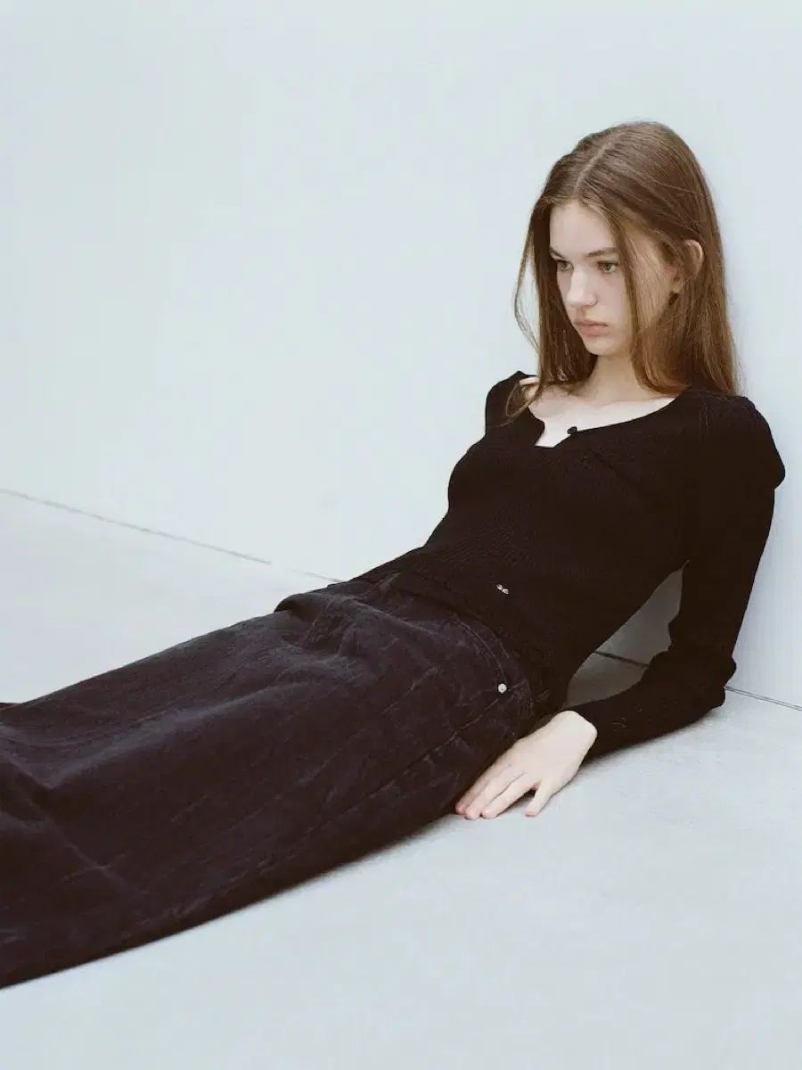 8seconds エイトセカンズ バッグ スリット デニムスカート ブラック M