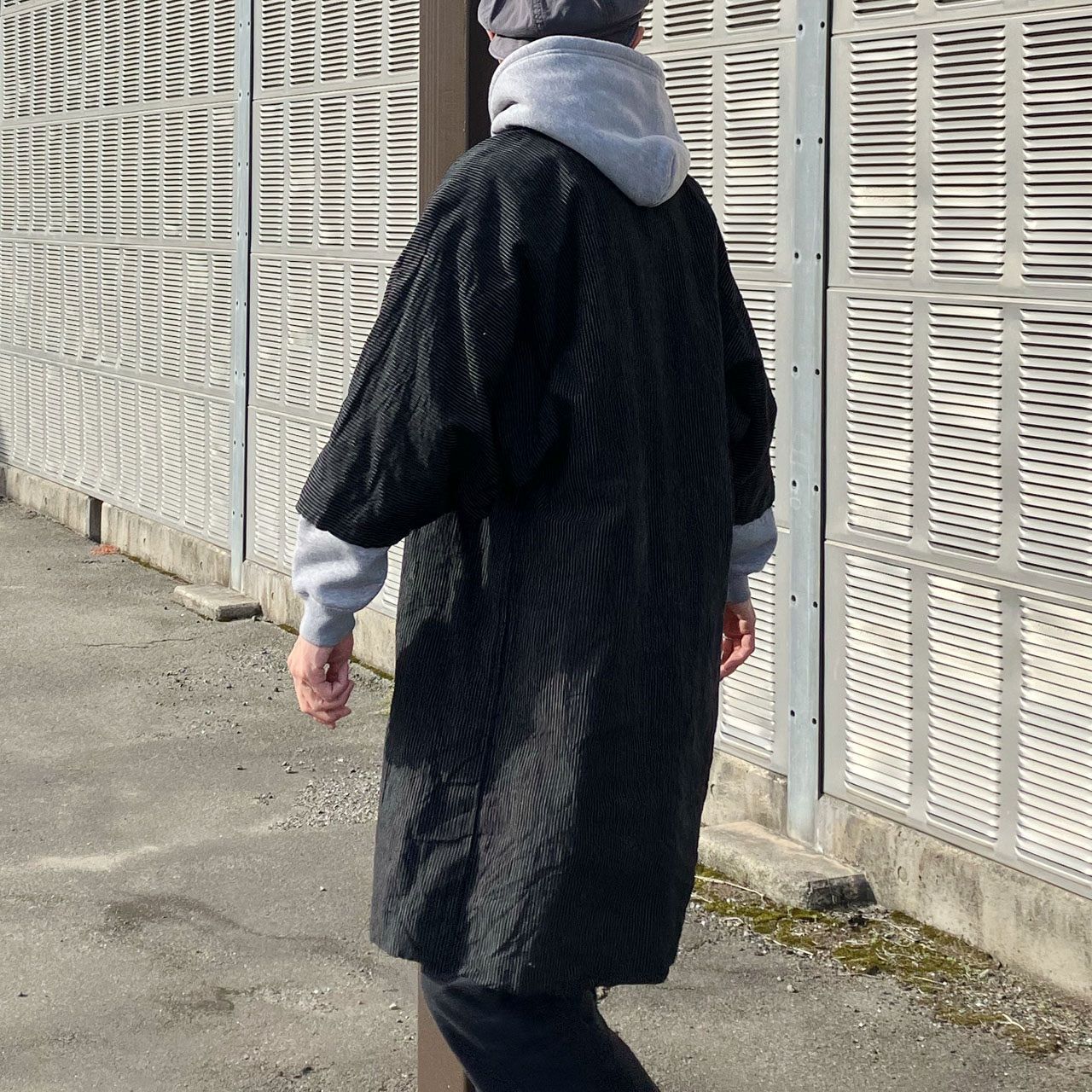 野良着 昭和初期 藍染縞×格子裏地 藍無地袖 クレイジーパターン 長丈