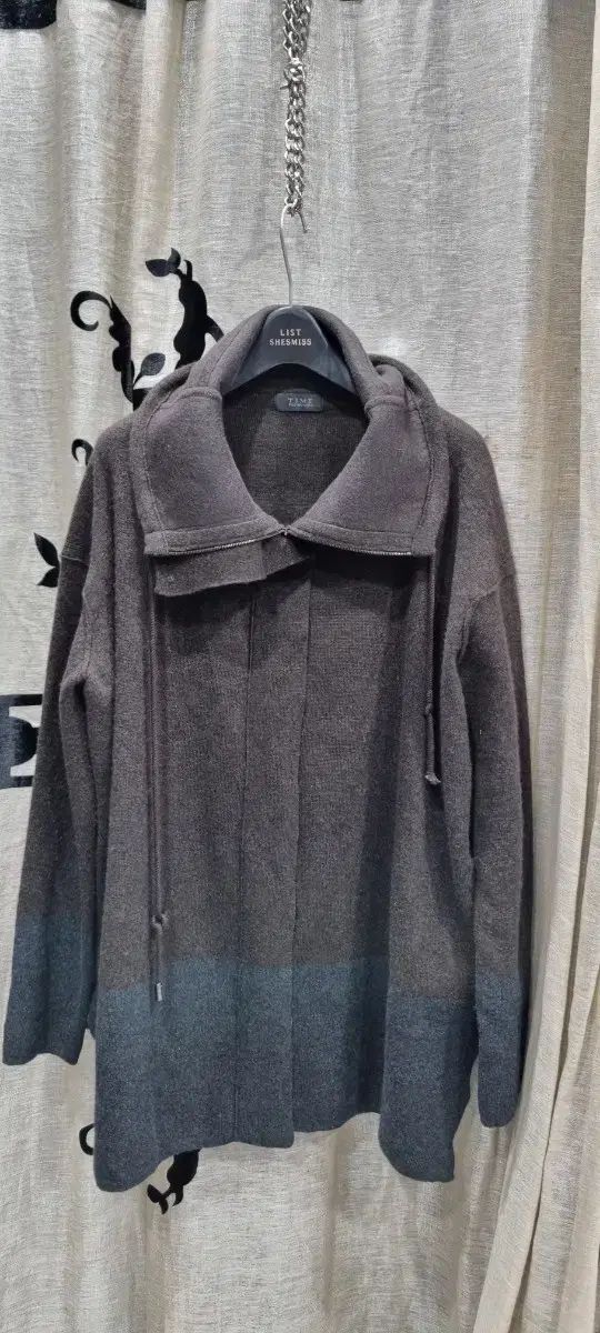 TIMEタイム ウール セーター ジップアップカーディガン