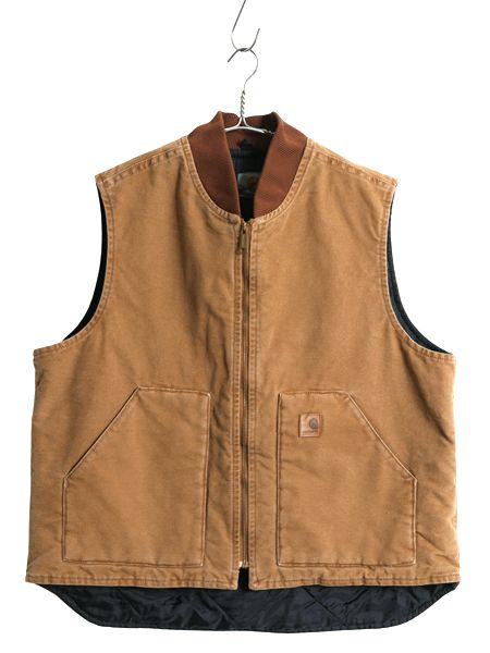 なクーポン配布中! US企画 カーハート 中綿 ダック ベスト メンズ XL フルジップ ナイロン キルティング ライナー 重ね着 前開き 廃盤 ワーク 大きいサイズ