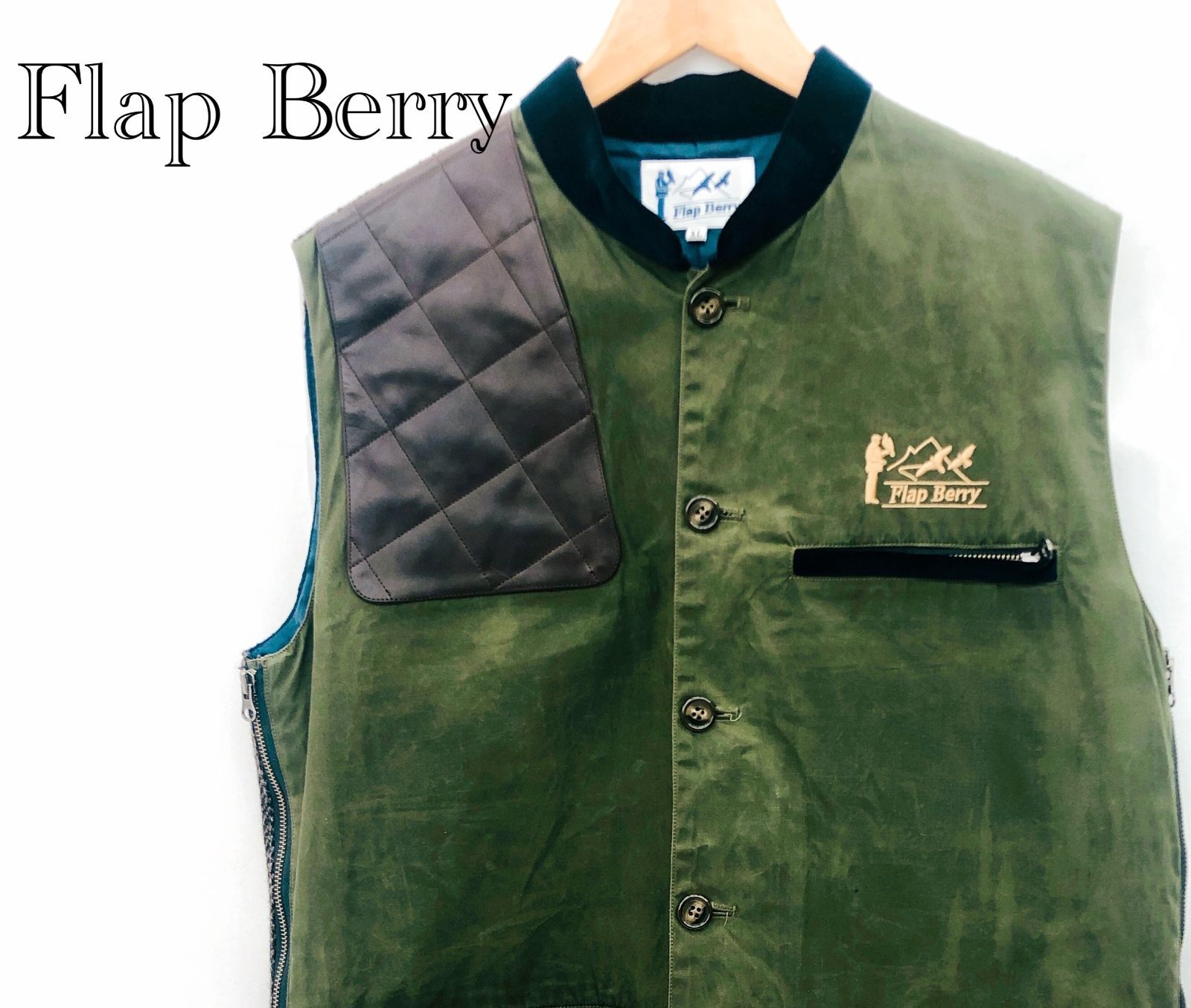 Flap Berry 鷹狩りハンティングベスト オリーブ XL オリーブ メンズ ファッション